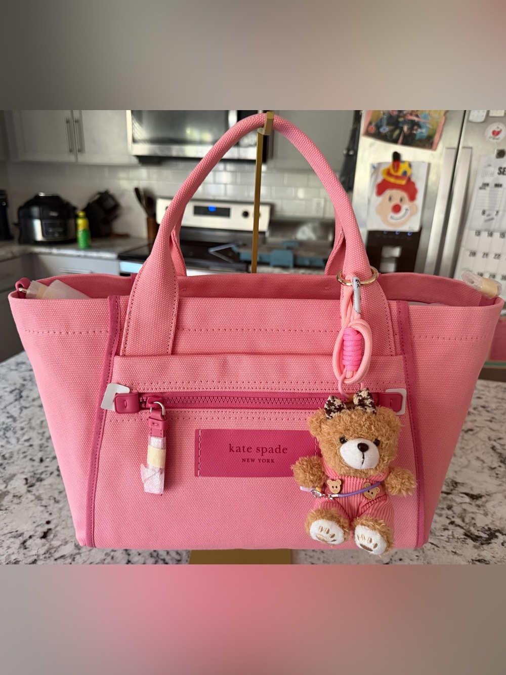 Kate Spade Dash Tote Pink Kids Tote with Bear Charm